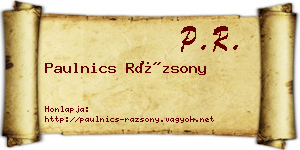Paulnics Rázsony névjegykártya